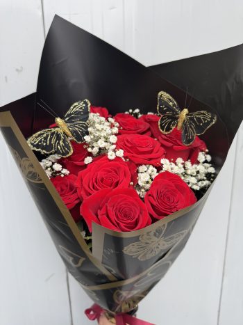 VD Roses Red Wrapped & Butterflies-12